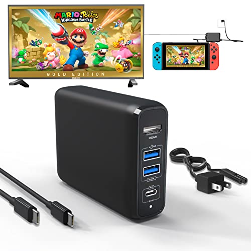 Dock Station for Nintendo Switch,Portable Docking Station for Tv with USB-C 3.1 Cable,60W Fast Charging,HDMI HD Screen Casting,TF/SD Card Reader.