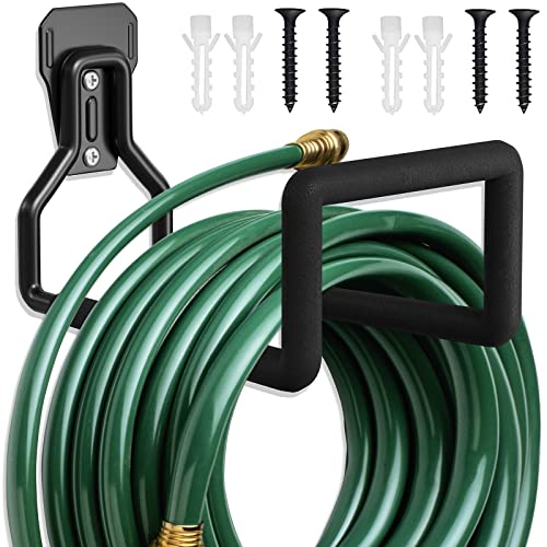 SMARYONG Hose Holder Wall Mount - Metal Garden Hose Holder - Heavy Duty Water Hose Holder - Hose Reel Holds Up to 150Ft- Durable Hooks for Garage Outside