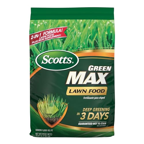Scotts Green Max Lawn Food, Lawn Fertilizer Plus Iron Supplement for Greener Grass, 5,000 sq. ft., 16.67 lbs.