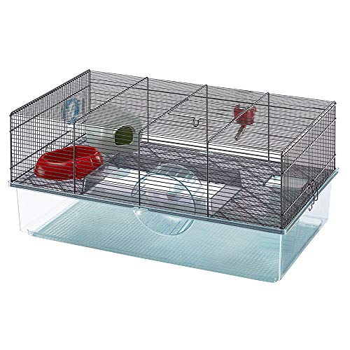 Ferplast Favola Hamster Cage Includes Free Water Bottle, Exercise Wheel, Food Dish & Hamster Hide-Out Large Hamster Cage Measures 23.6L x 14.4W x 11.8H-Inches