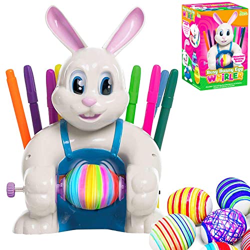 JOYIN Motorized Easter Egg Decorator Kit, Battery Driven Busy Bunny Egg Spinner Whirler Decorating Machine with 10 Non-Toxic Markers for Kids Craft Activities