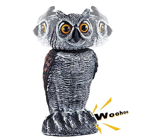 XYSFUZD Plastic Fake Owl for Garden Owl with Moving Head and Sound Owl Statues