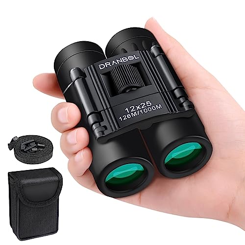 DRANBOL 12X25 Mini Pocket Binoculars for Adults Kids, Small Compact Binoculars for Bird Watching, Opera Concert