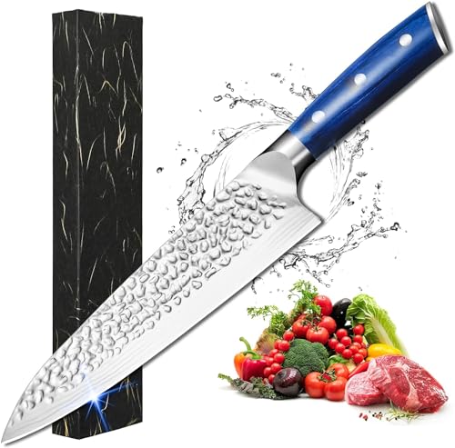 Vermonga 8' Super Sharp Professional Chef's Knife in Gift Box, Premium Carbon Stainless Steel Sharp Chef Knife with Ergonomic Wooden Handle, 8 Inch Pro Kitchen Knife as a Best Gift