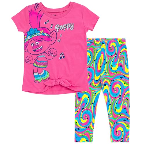 DreamWorks Trolls Poppy Toddler Girls T-Shirt and Capri Leggings Outfit Set Pink/Multicolor 3T