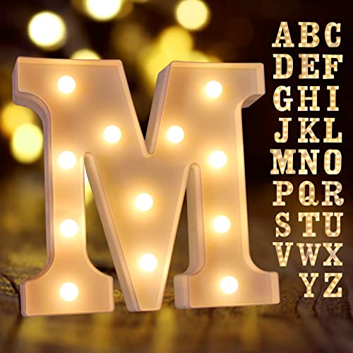 Light Up Letters, Laerjin Marquee Letters with Lights, Decorative Led Light Up Number, Light Up Number Sign for Night Light Wedding Birthday Party Christmas Home Bar - Letter Lights-M