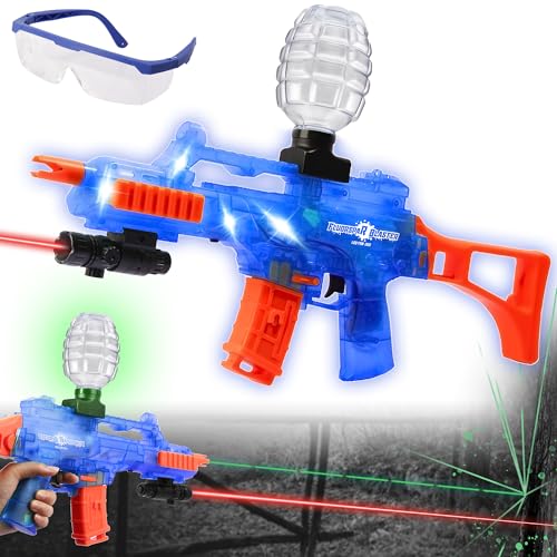 Lighting Gel Ball Blaster Glow in The Dark, 5 Cool LED Gel Ball Blaster, with Infrared, Goggles, for Outdoor Shooting Game, Ages 14+, LED FRB-360, Blue