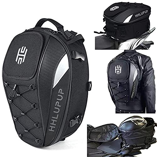 HHLUPUP Motorcycle Tail Bag Seat Helmet - 38L Motorcycle Backpack Waterproof Luggage Bags Waterproof Luggage Bags Motorbike Helmet Bag 25L-38L Large Capacity Dual Use Bag (White)