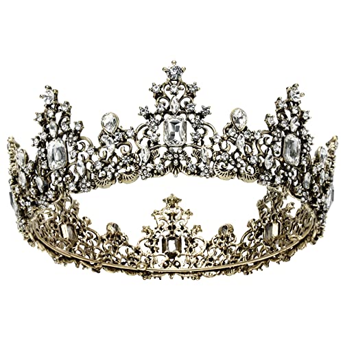 Makone Baroque Queen Crown for Women,Vintage Tiaras with Gemstones Halloween Party style-8 (Bronze)