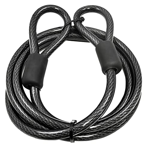 Lumintrail 12mm (1/2 inch) Heavy-Duty Security Cable, Vinyl Coated Braided Steel with Sealed Looped Ends (4', 7', 10', 15' or 30') (4-FT)