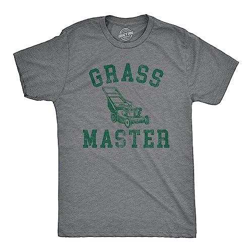 Mens Grass Master T Shirt Funny Push Lawnmower Yard Work Joke Tee for Guys Mens Funny T Shirts Funny Sarcastic T Shirt Novelty Tees for Men Dark Grey L