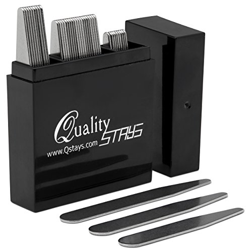 Quality Stays Metal Collar Stays for Men – Set of 40 Dress Shirt Collar Stays for Men, 3 Sizes in a Divided Box