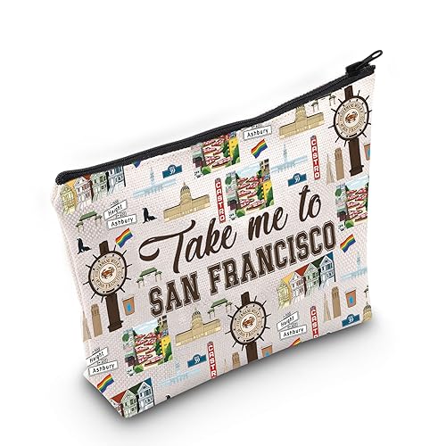 WZMPA San Francisco Travel Makeup Bag San Francisco Souvenirs Gift Take Me To San Francisco Zipper Pouch Bag San Francisco Skyline Gift (Take San Francisco)