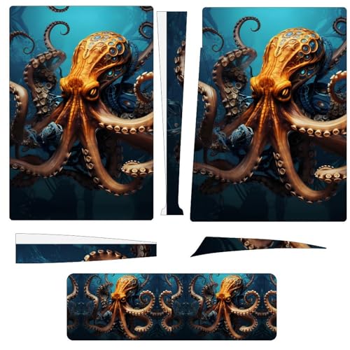 Underwater Dream Octopus Ocean Animal P-S-5 Decal Stickers Cover Skin Full Wrap Face Plate Stickers Compatible with P-S-5