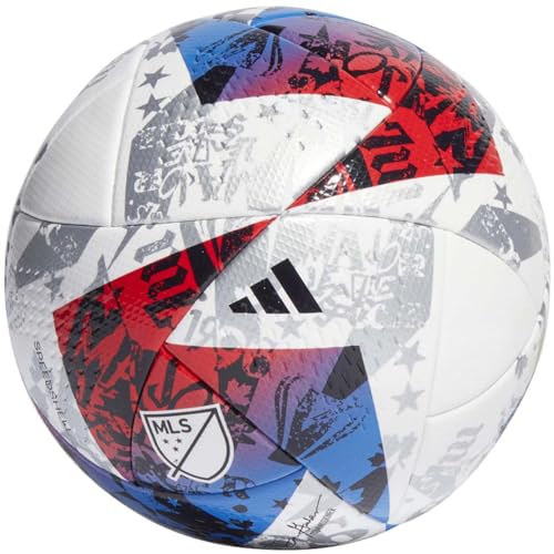 adidas Unisex-Adult MLS Pro Ball, White/Blue/Red, 5