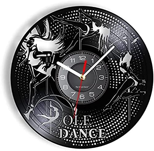 12 Inch Vinyl Record Wall Clock Pole Dance Vinyl Record Wall Clock Vintage Night Club Wall Art Decoration Steel Tube Dance Wall Clock Handmade Dancers Gift