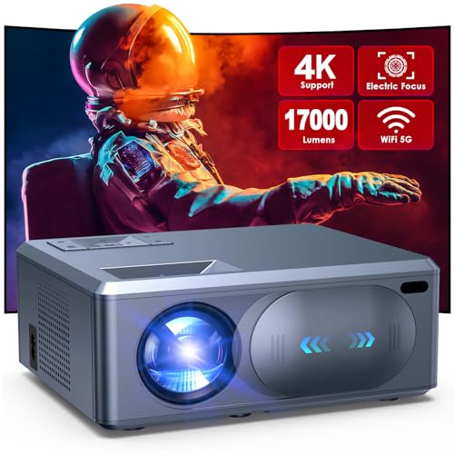 [Electric Focus] 4K Projector with 5G WiFi and Bluetooth, 17000L JOWLURK Mini Portable Projector, Outdoor Movie Projector, Home Theater Projector for iPhone/Android/TV Stick/HDMI/USB/Laptop/DVD/PS5