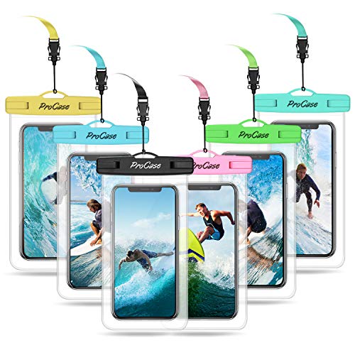 ProCase 6 Pack Waterproof Phone Pouch Waterproof Phone Case for iPhone 15 14 13 12 11 Pro Max XS X, Cell Phone Pouch Holder with Lanyard for Galaxy S23 S22 S21 Pixel Up to 7.0' -Mixed