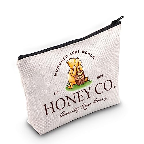 TOBGBE Pooh Bear Gifts Vintage Hundred Acre Woods Honey Co Zipper Cosmetic Bag Gift Pooh Gift For Women Pooh Lover Gift (Hundred Acre)