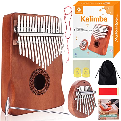 Genround Kalimba Thumb Piano & Finger Instrument Bundle, 17 Keys & 8 Keys Piano with Beginner's Study Instruction, Portable Thumb Piano Gift for Kids and Adults, Includes Tuning Hammer