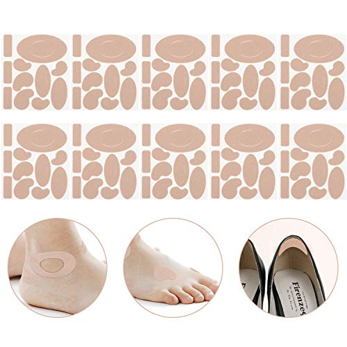 Moleskin Tape Flannel Adhesive Pads Stickers Blister Prevention Pads Anti-wear Heel Pads for Feet Fabric Padding, 11 Shapes (110 Pieces)