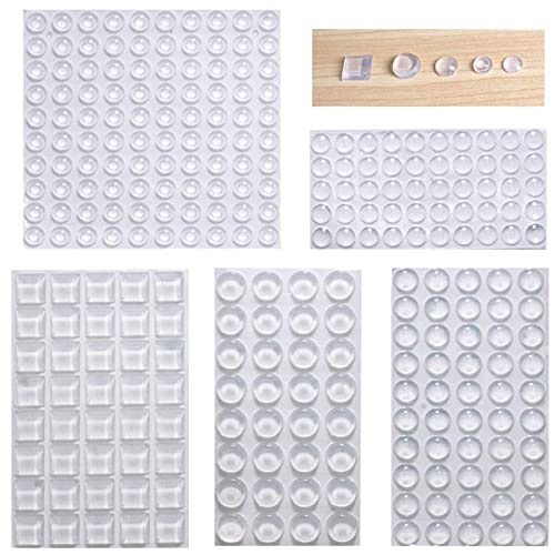 Cabinet Door Bumpers Clear Self Adhesive Noise Dampening Bumper Pads 272Pcs Silicone Rubber Bumpers for Drawers Picture Frames Cutting Board and Furniture Surface Protection 5 Sizes Pack