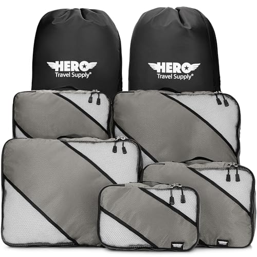 HERO Packing Cubes (5 Set) Luggage Organizers with 2 Laundry Bags