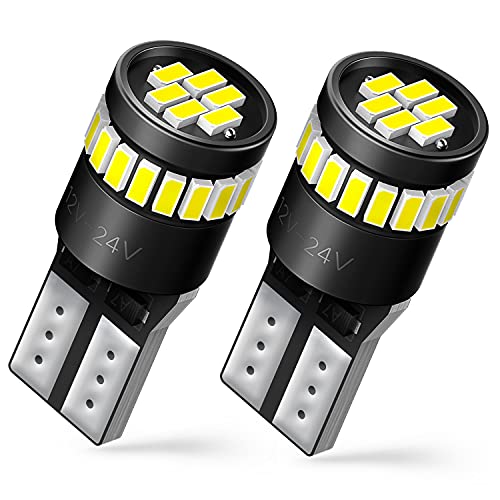AUXITO 194 LED Bulbs for License Plate Light 168 175 2825 W5W T10 24-SMD 3014 Chipsets 6000K White for Car Dome Door Map Dash Courtesy Step License Plate Lights, Pack of 2