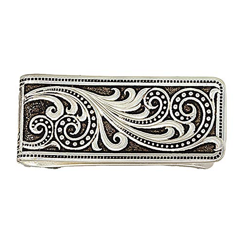 Montana Silversmiths Western Themed Money Clip, Made In USA (Lace Whisper - Antiqued Silver)