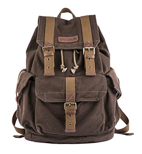 Gootium 21101CF Specially High Density Thick Canvas Backpack Rucksack,Coffee