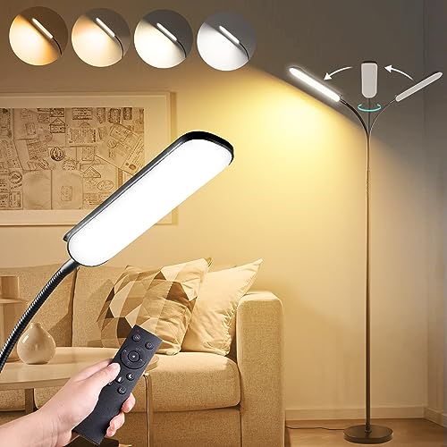 [2024 New] Floor Lamp, 18W 1800LM Super Bright LED Light Lamp with Remote & Works with Smart Plug, Dimmable Timing Eye Caring Reading Light Modern Standing Floor Lamp for Living Room Bedroom Office