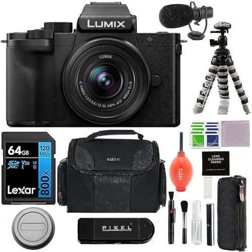 Panasonic LUMIX G100 4k Mirrorless Camera, Lightweight Camera for Photo and Video with 12-32mm Lens Bundle with 64 GB Card, Tripod, Microphone, Li-ion Battery & More (Extended 3-Year Warranty)