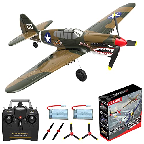 LEAMBE RC Plane 4 Channel Remote Control Airplane - Ready to Fly P-40 Warhawk RC Airplane for Beginners Adult with Xpilot Stabilization System & One Key Aerobatic