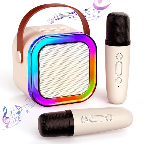 TAEMVV Karaoke Machine for Kids Adults，Mini Portable Bluetooth Karaoke Speaker with 2 Wireless Mics & Light for Home Party for Adults;Birthday Gifts for Girls/Boys Ages 4, 5, 6, 7, 8, 9, 10,12+