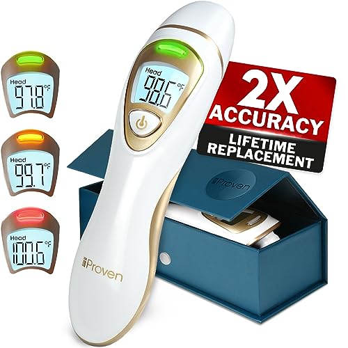 iProvèn Pro Series | Non-Touch Forehead Thermometer with Ear Function | Superior Accuracy for Adults, Kids, Babies | Premium Digital Thermometer for Adults and All Ages | Quiet Fever Alarms