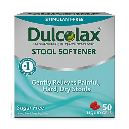 Dulcolax Stool Softener Laxative Liquid Gel Capsules (50ct) Gentle Relief, Docusate Sodium 100mg