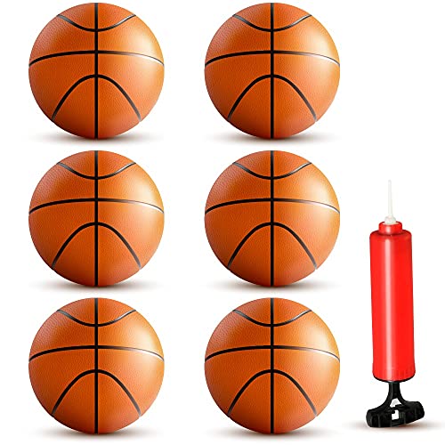 BESTKID BALL Inflatable Mini Basketball Set – 6pcs Indoor & Outdoor Play Kit for Kids, Toddlers, Juniors – Includes Mini Bouncy Balls, Pump and Needle – Ideal for Pool, Playground & Parties