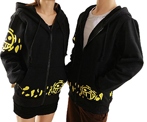 GK-O Trafalgar Law Coat hoodie Jacket Cosplay Costume (Asian size XXL) Black