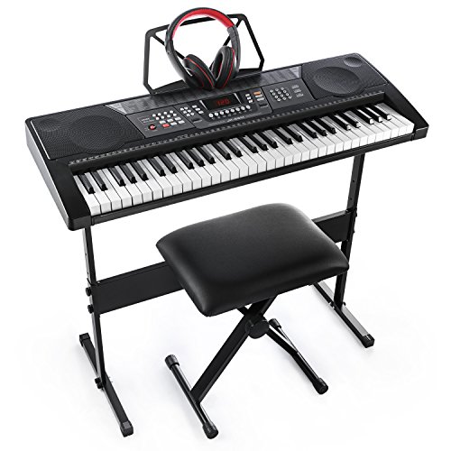 Joy 61-Key Standard Keyboard Kit Including USB Music Player Function, Bundle with Headphone, Stand, Stool, Power Supply (JK-66MKit)