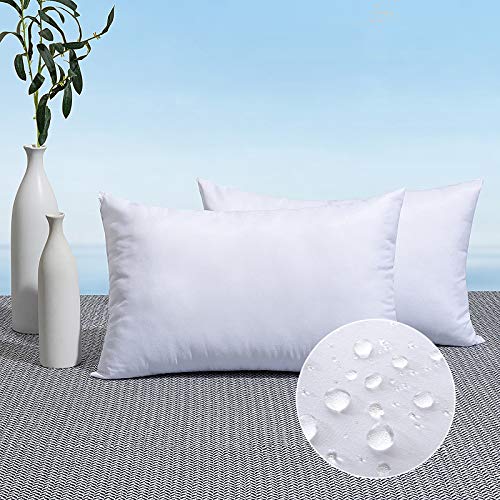 MIULEE Pack of 2 12x20 Outdoor Pillow Inserts, Outdoor Throw Pillows Water-Resistant Decorative Premium Lumbar Pillow Stuffer Sham for Porch Swing Couch Sofa Cushion Patio Furniture