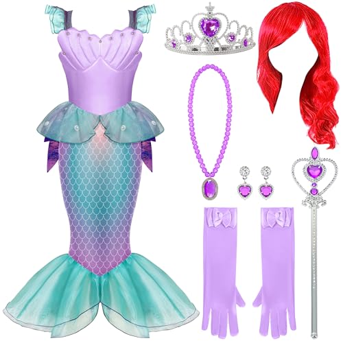 Spooktacular Creations Girls Mermaid Costume, Little Mermaid Dress for Girls Toddler Princess Dress Up and Halloween Costume parties-S