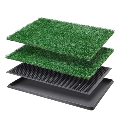 LOOBANI Dog Grass Pad with Tray Large, Indoor Dog Potties for Apartment and Patio Training, with 2 Packs Loobani Dog Grass Pee Pads for Replacement