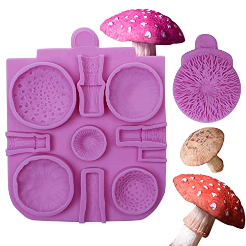 Mushrooms Silicone Mold, Toadstools Veiner Chocolate Molds for Wedding Cake Decoration, Cupcake Toppers, Pudding, Cookie Crumble