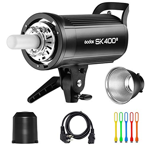 Godox SK400II 400Ws Photo Studio Strobe Flash Monolight Light with Bowens Mount &Lamp Head,150W Modeling Lamp for Studio,Shooting,Location and Portrait Photography-110V