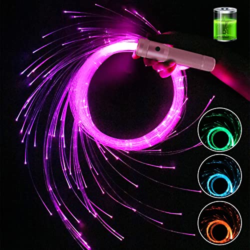 AMKI 6ft Rechargeable LED Fiber Optic Whip,360° Swivel 36 Mode Effects Super Bright Light Up Dance Whip Rave Toy Great for Raves Parties,Light Shows,EDM Pixel Whip Flow Lace Dance Festival