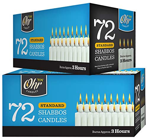 Shabbat Candles - Traditional Shabbos Candles - 3 Hour - 72 Count, 2 Pack (144 Count) - by Ohr