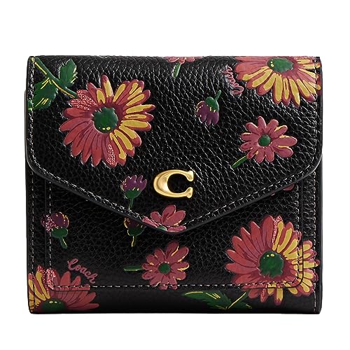 Coach Floral Printed Leather Wyn Small Wallet, Black Multi