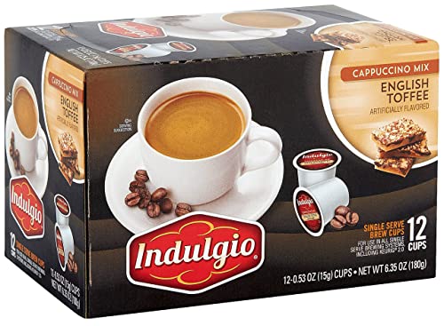 Indulgio English Toffee Single Serve medium roast Brew Cups, 12 count