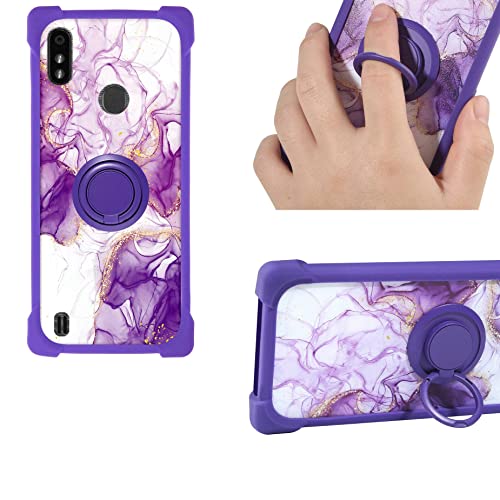 jioeuinly Case Compatible for ZTE Blade A3 Prime/GABB Z2 / Blade A3Y Phone Case PC backplane + Silicone Soft Frame Cover [360 Metal Ring, Magnetic Car Mount] Purple