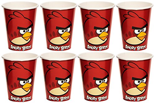 Amscan Fun-Filled Angry Birds Birthday Party Paper Cups (Pack of 8), Red, 9 oz